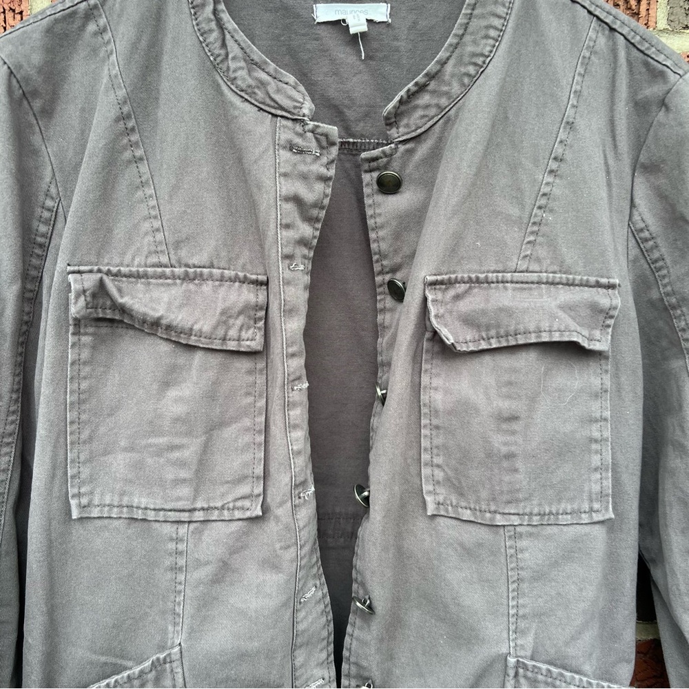 Maurices Gray Button Down Utility Jacket - image 2